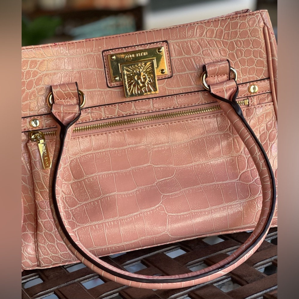 Anne Klein Blush Crocodile-Patterned Satchel - image 2